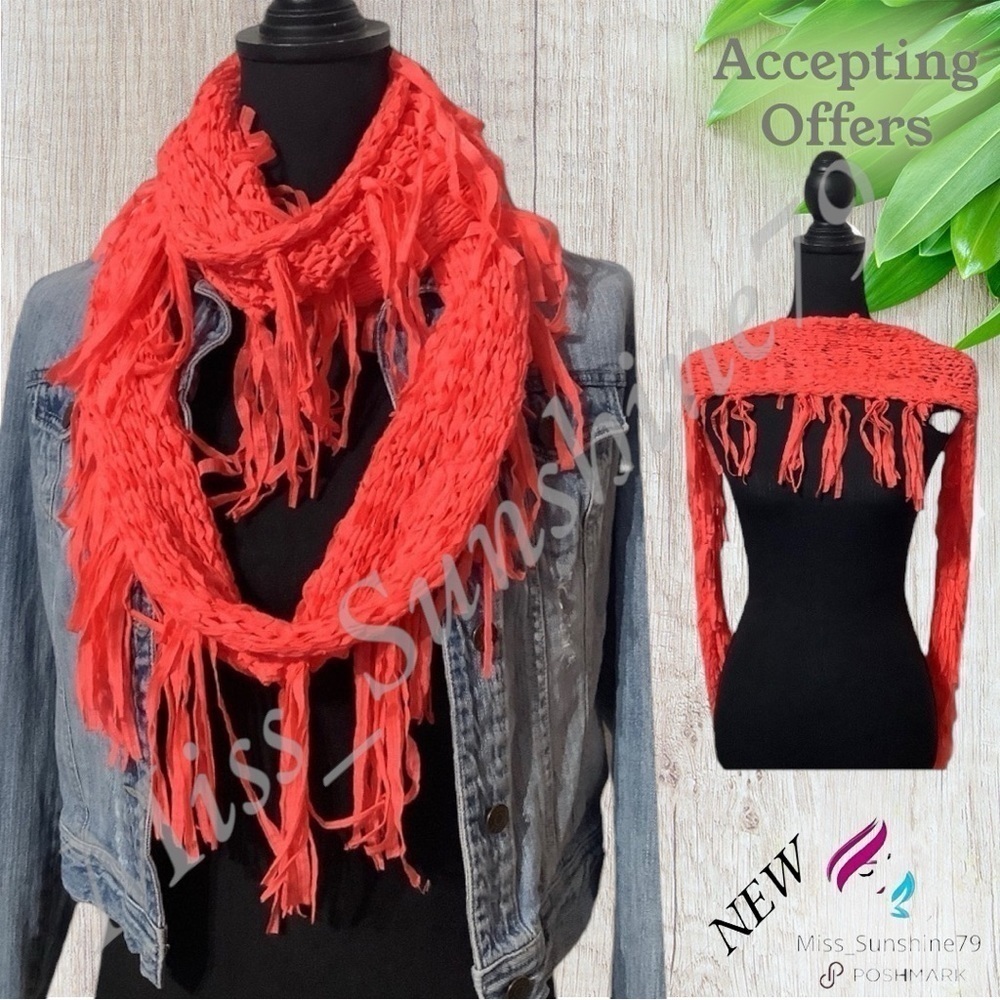 Neon fringe lightweight infinity scarf